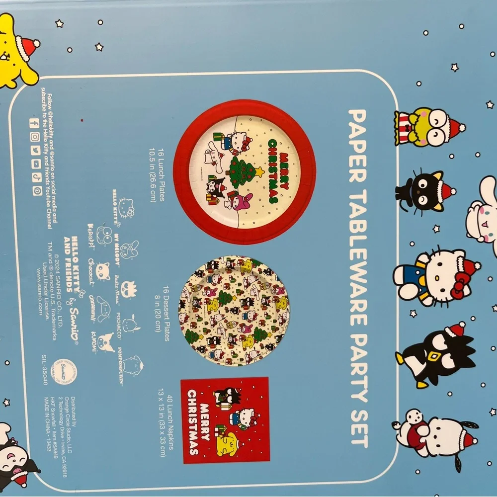 Hello Kitty and Friends Paper Tableware Party Set Merry Christmas